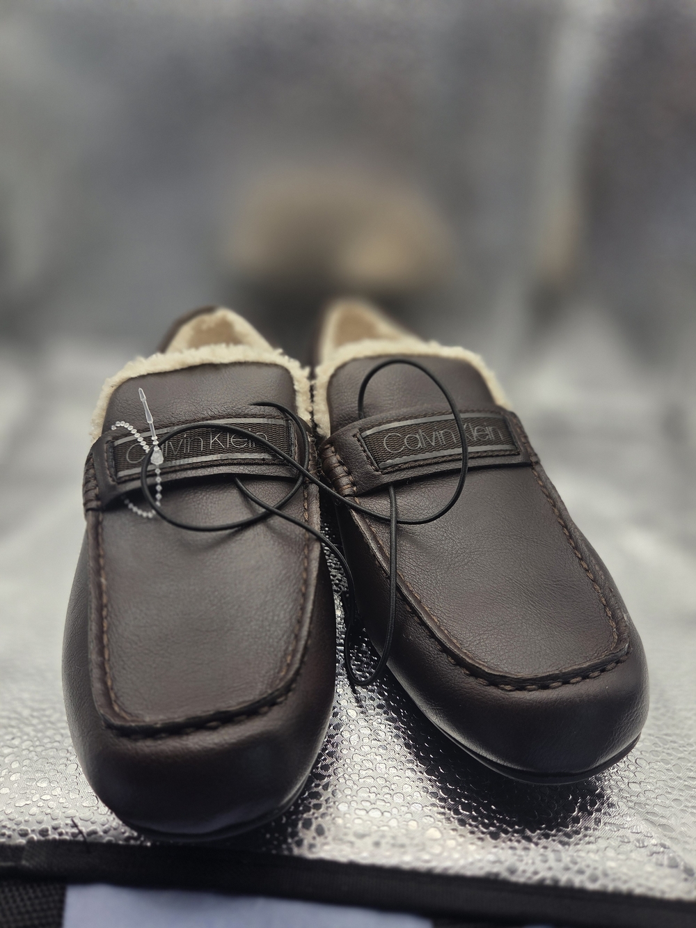 Calvin Klein Men’s Brown Leather Slip-On Moccasin